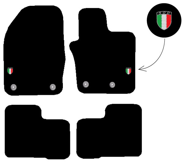 Fits Fiat 500L 2013 onwards Black Tailored Car Mats Italian Flag Badge ...